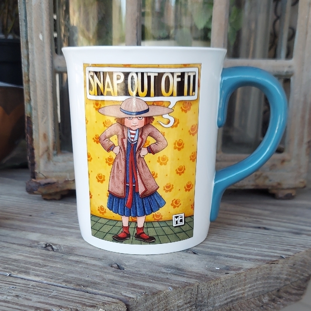 Mary Engelbreit "Snap Out of It" Mug with Blue Handle
